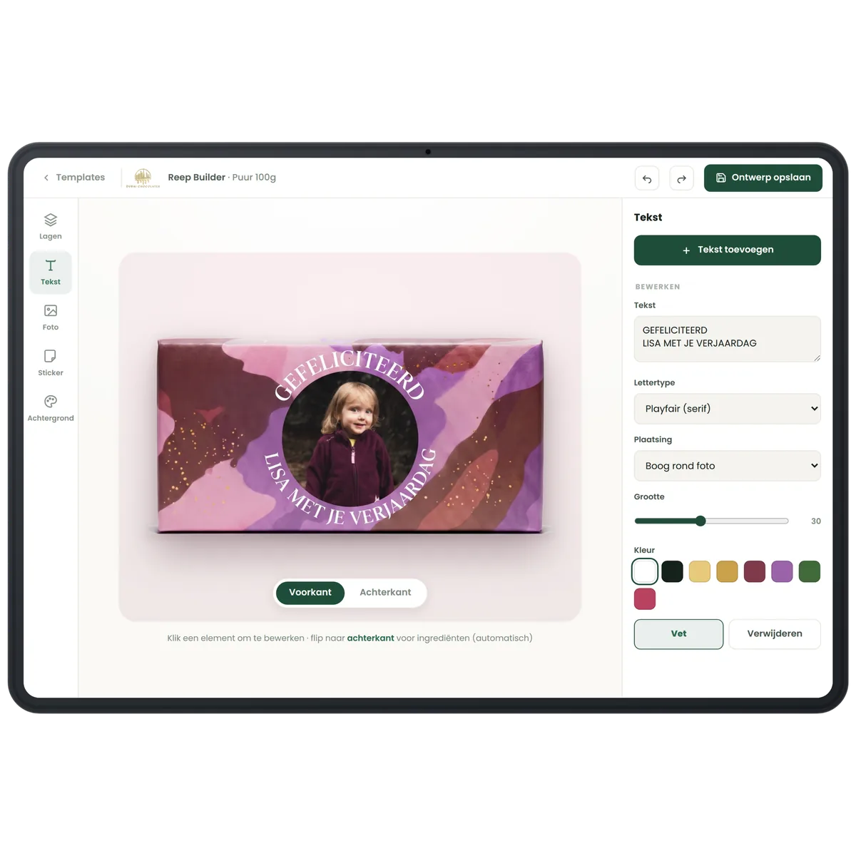 Ontwerptool voor custom repen van Dubai Chocolates: van smaakconcept tot verpakking
