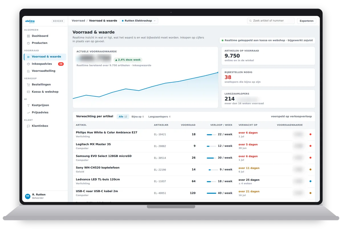 Voorraaddashboard voor Rutten Elektroshop
