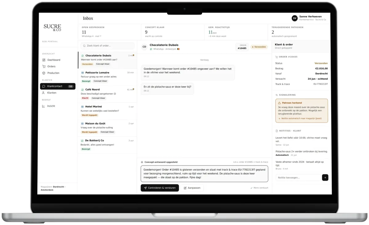 Klantcontact-inbox van Sucre & Co